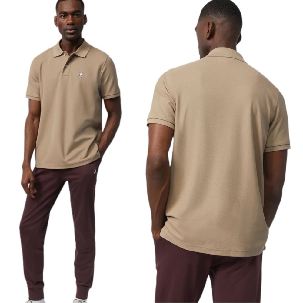 NEW! Psycho Bunny Antique Taupe Pima Cotton Classic Polo